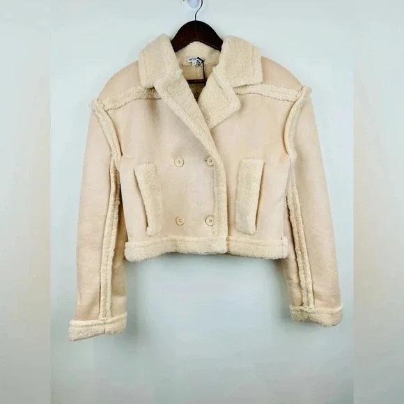 Area Stars Aurora Faux Shearling Bomber Jacket Women’s Size Large - Picture 4 of 7
